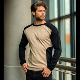 Autumn And Winter New Long Sleeve T-shirt Men's Base Shirt Matching Color Round Neck Sleeve Men's Long Sleeve T-shirt - AL MONI EXPRESS