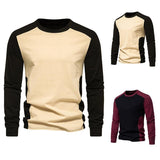 Autumn And Winter New Long Sleeve T-shirt Men's Base Shirt Matching Color Round Neck Sleeve Men's Long Sleeve T-shirt - AL MONI EXPRESS