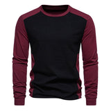 Autumn And Winter New Long Sleeve T-shirt Men's Base Shirt Matching Color Round Neck Sleeve Men's Long Sleeve T-shirt - AL MONI EXPRESS