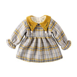 Autumn and winter plus velvet plaid thickened baby girl dress - Almoni Express