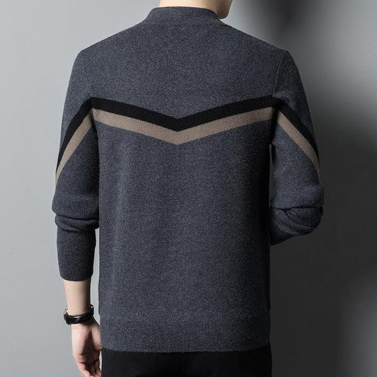 Autumn And Winter Sweater Men's Stand Collar Contrast Color - Almoni Express