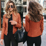 Autumn And Winter Women's Fashion Leather Pu Suit Jacket - Almoni Express