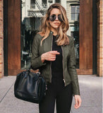 Autumn And Winter Women's Fashion Leather Pu Suit Jacket - Almoni Express