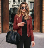 Autumn And Winter Women's Fashion Leather Pu Suit Jacket - Almoni Express