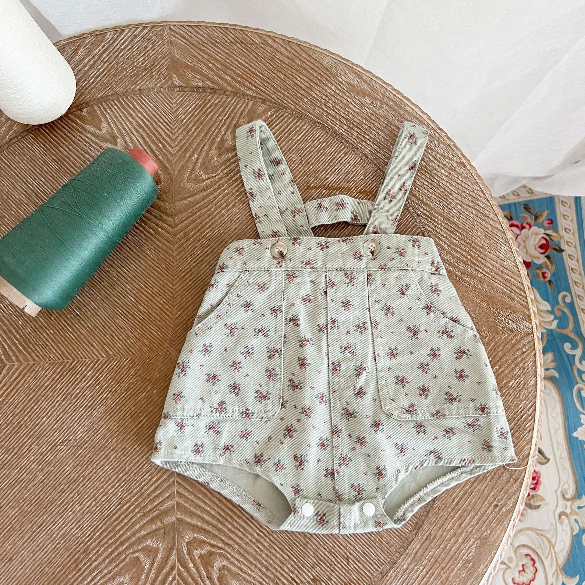 Autumn Children's Washed Soft Denim Overalls Romper - Almoni Express