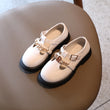 Children's Retro Chain Thick Heel Leather Shoes