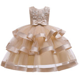 Girls Sleeveless Princess Cake Mesh Dress