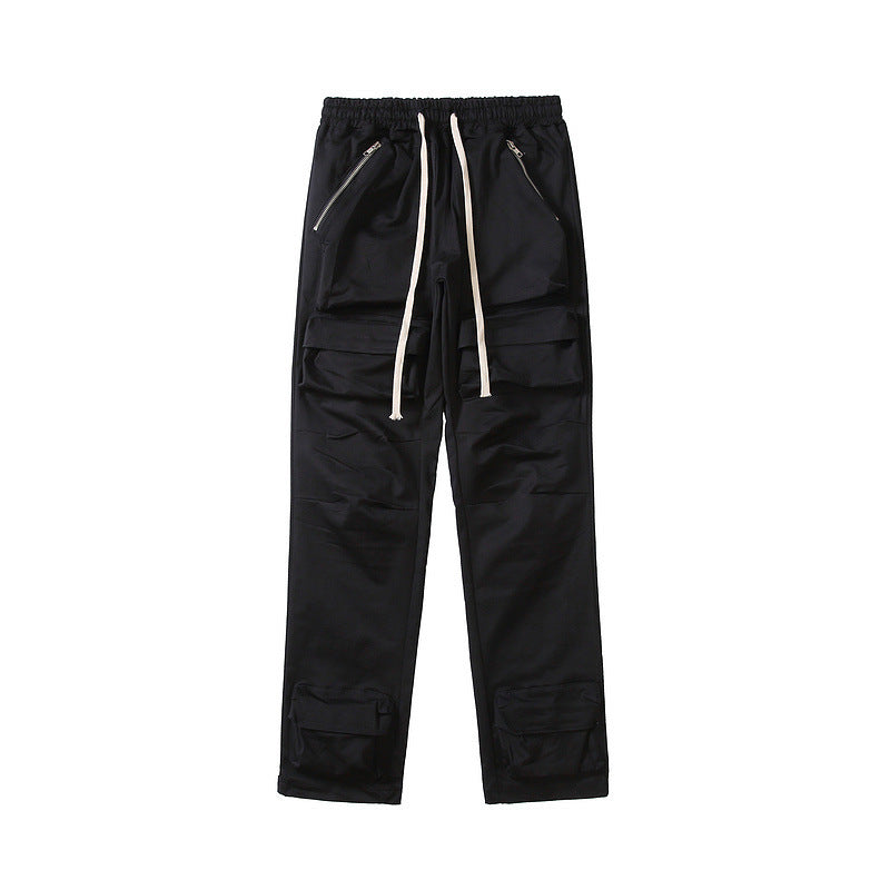 Men Cargo Pants Drawstring Ankle Pockets