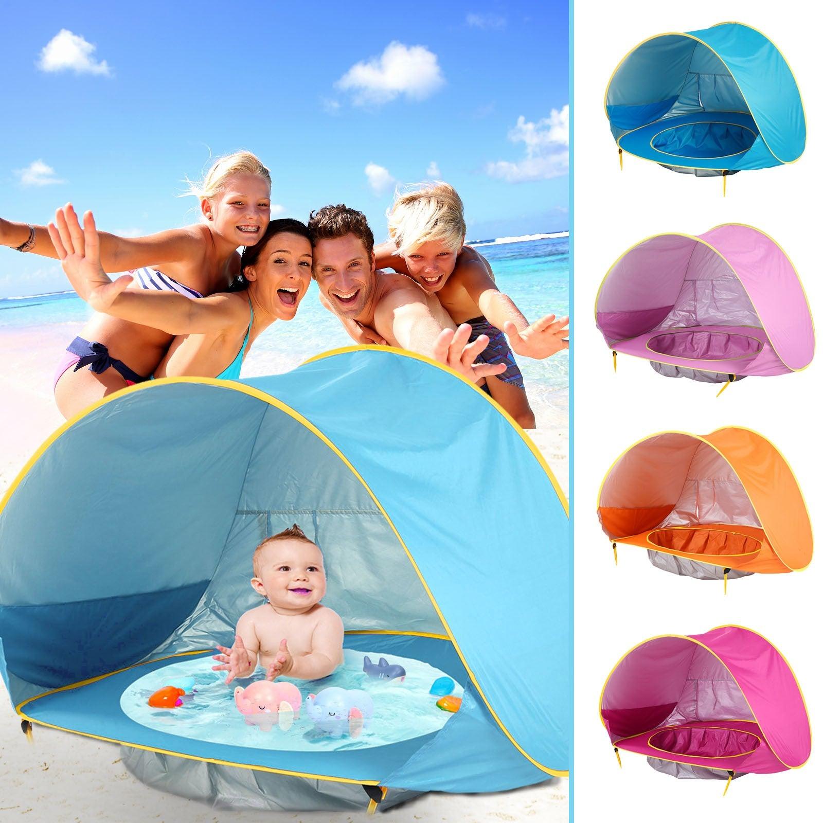 Baby Beach Tent Kids Outdoor Camping Easy Fold Up Waterproof Up Sun Awning Tent UV-protecting - Almoni Express