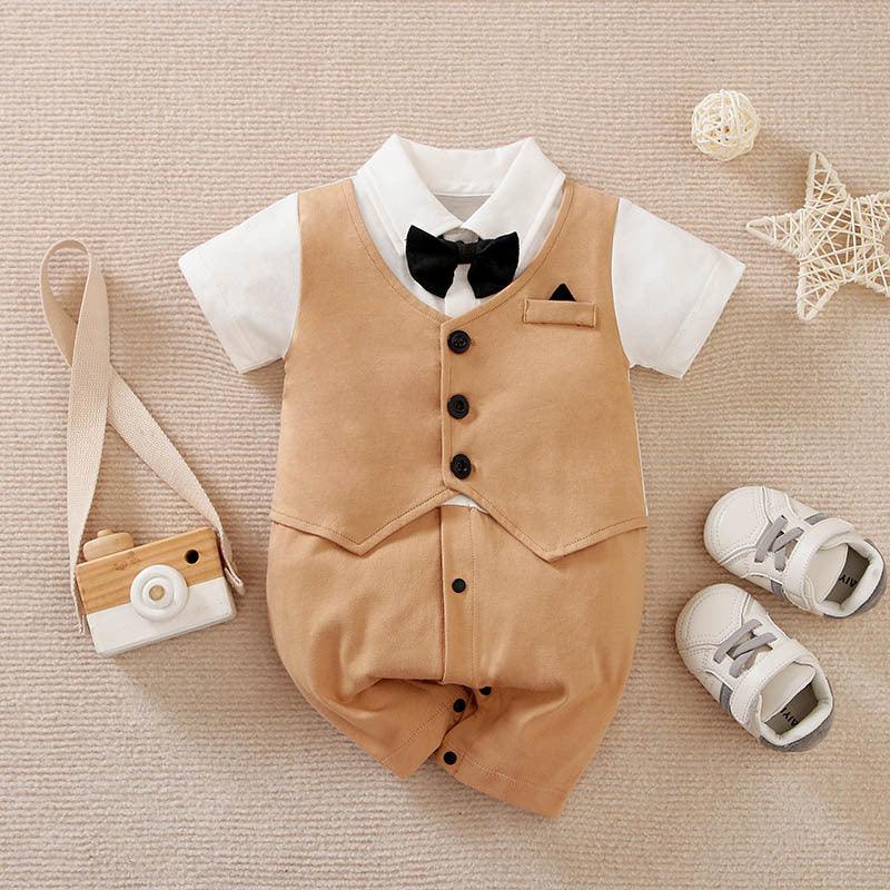 Baby Boy Gentleman Jumpsuit Baby Autumn Clothing - Almoni Express