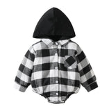 Baby Clothing Christmas Baby Plaid Button Hooded Jumpsuit - Almoni Express