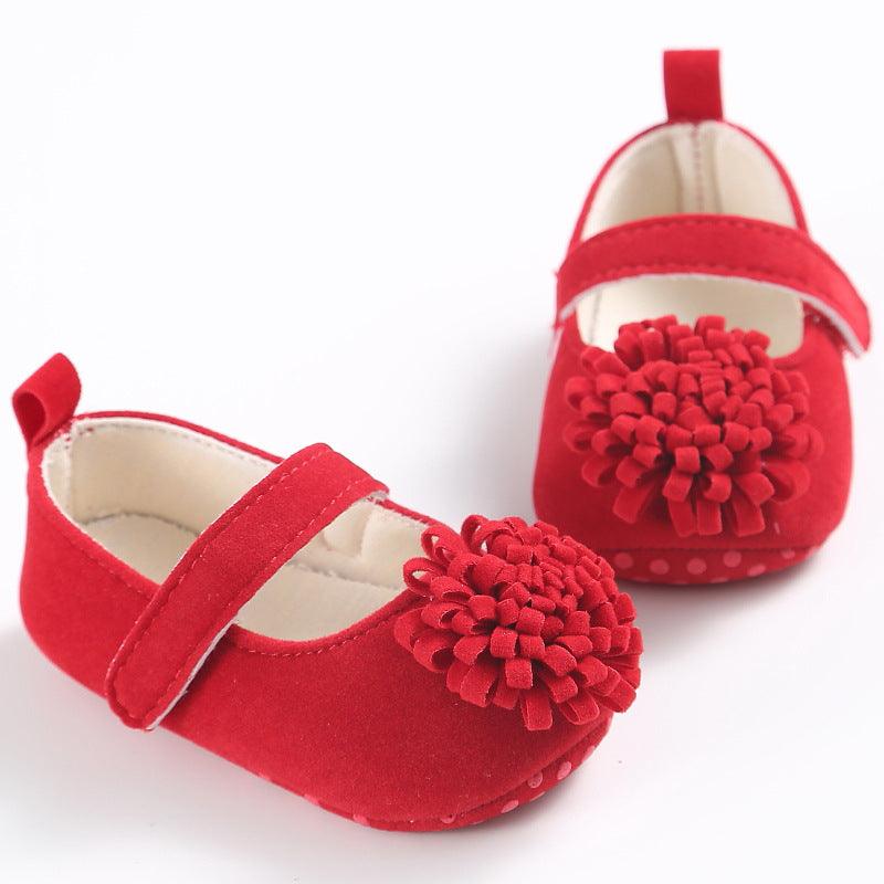 Baby colored flower toddler shoes, baby shoes soft soled shoes - Almoni Express