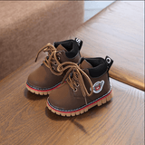 Baby cotton shoes autumn and winter new female treasure 1-3 years old 2 warm plus velvet children Martin boots boys winter shoes tide - Almoni Express