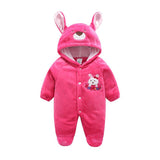 Baby Cow Hooded Crawling Clothes Flannel One Piece Clothes 0 1 Male And Female Baby Outerwear - Almoni Express