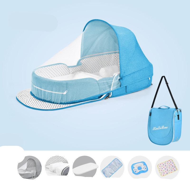 Baby Crib Multifunctional Folding Newborn Nest Toddler Bed Portable Sun Protection Mosquito Net Infant Camping Bed Travel Cot - Almoni Express