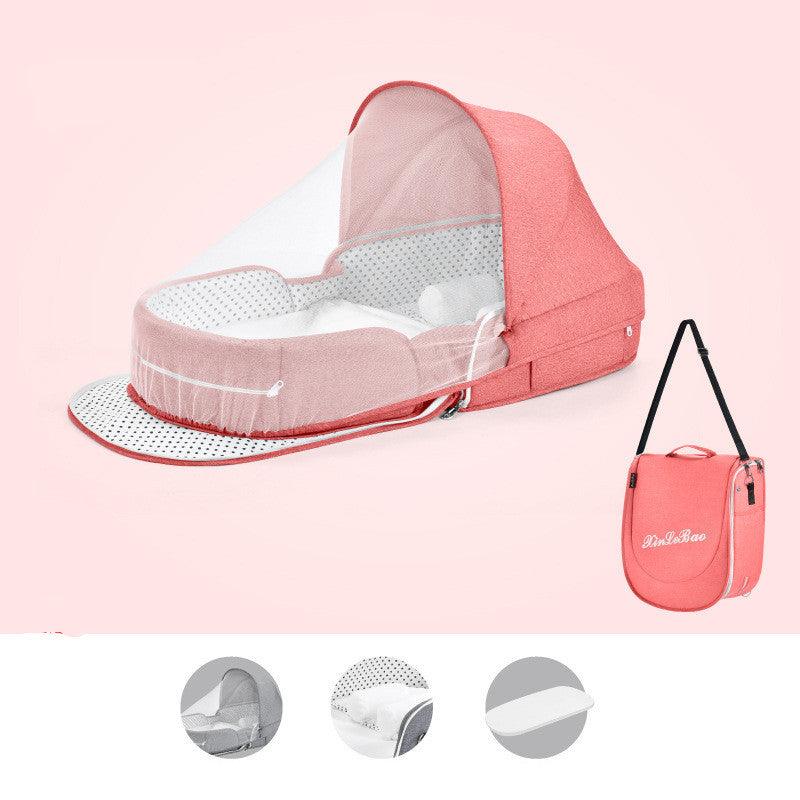 Baby Crib Multifunctional Folding Newborn Nest Toddler Bed Portable Sun Protection Mosquito Net Infant Camping Bed Travel Cot - Almoni Express