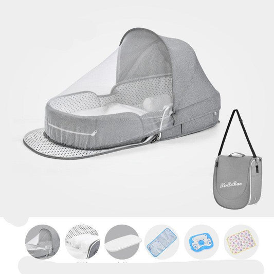 Baby Crib Multifunctional Folding Newborn Nest Toddler Bed Portable Sun Protection Mosquito Net Infant Camping Bed Travel Cot - Almoni Express