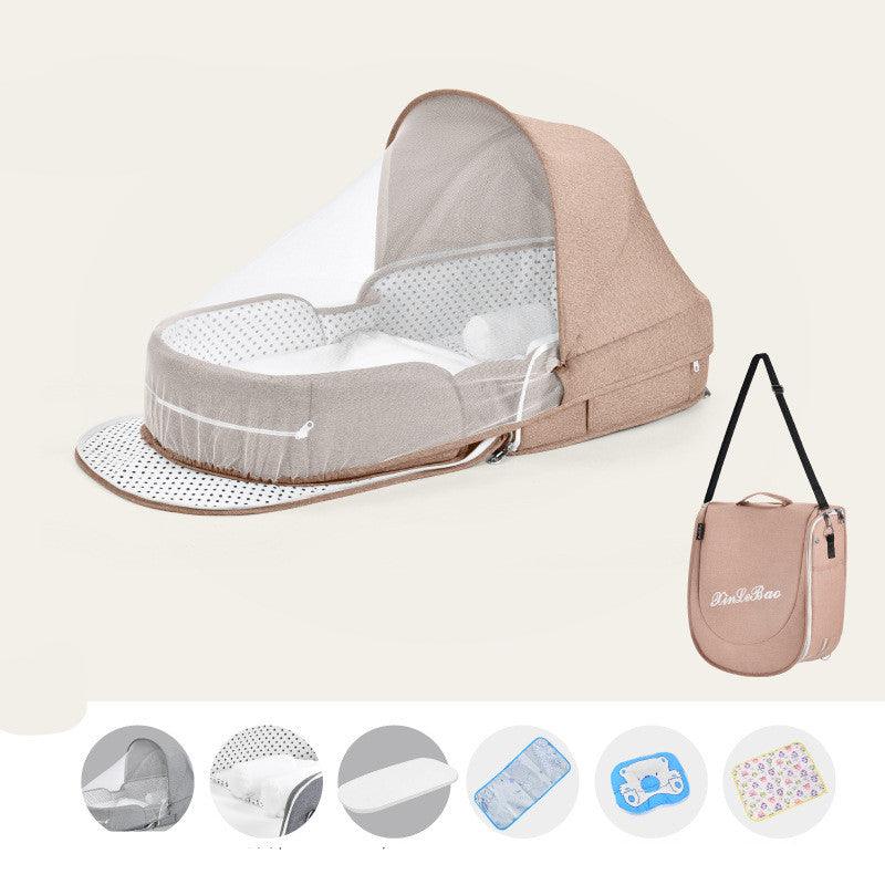 Baby Crib Multifunctional Folding Newborn Nest Toddler Bed Portable Sun Protection Mosquito Net Infant Camping Bed Travel Cot - Almoni Express