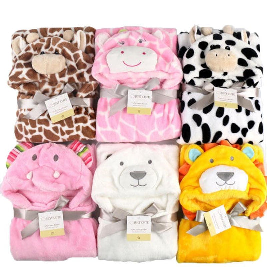 Baby fleece bath towel hooded towels bathrobe - Almoni Express