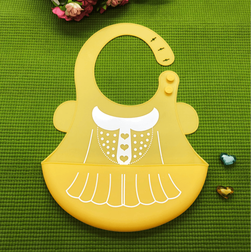 Baby food grade silicone food meal pockets Children's dinner pockets Waterproof disposable cartoon bibs Adjustable bibs - Almoni Express