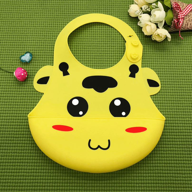 Baby food grade silicone food meal pockets Children's dinner pockets Waterproof disposable cartoon bibs Adjustable bibs - Almoni Express