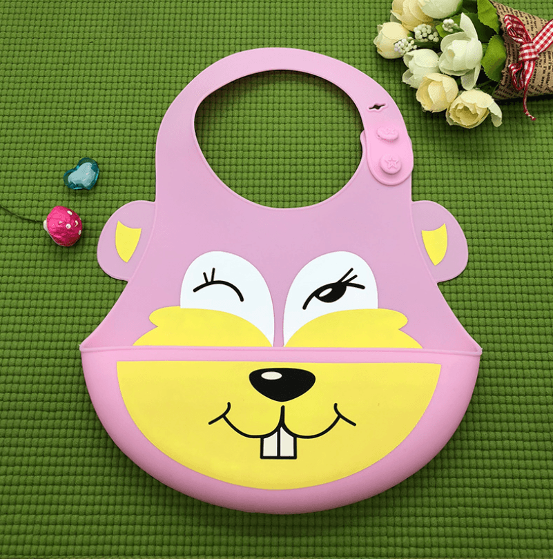 Baby food grade silicone food meal pockets Children's dinner pockets Waterproof disposable cartoon bibs Adjustable bibs - Almoni Express