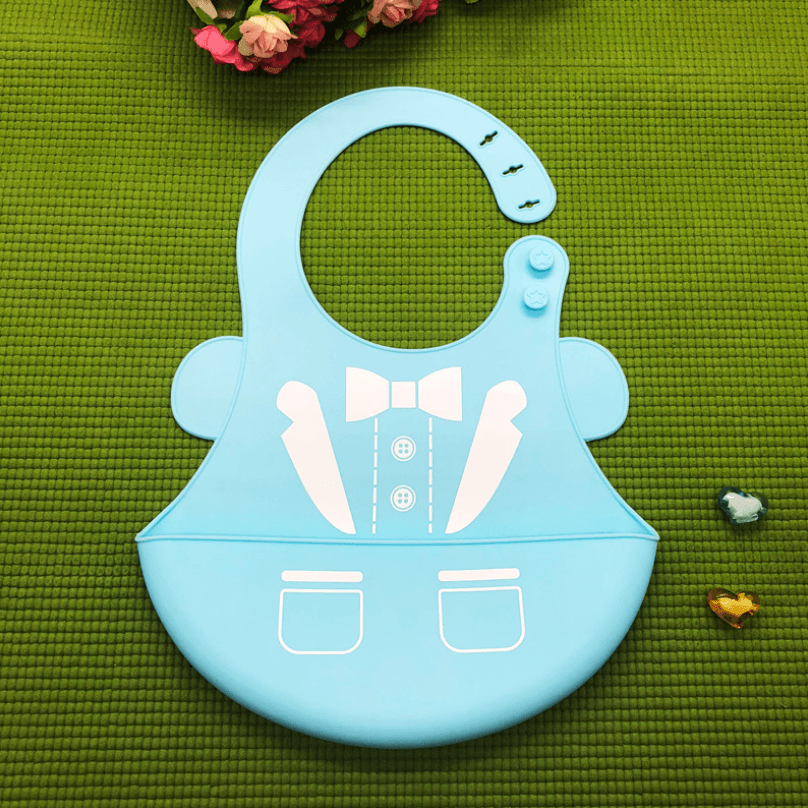 Baby food grade silicone food meal pockets Children's dinner pockets Waterproof disposable cartoon bibs Adjustable bibs - Almoni Express