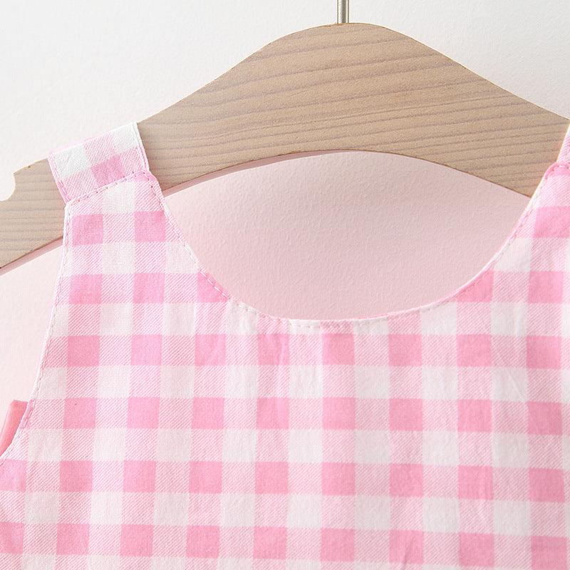 Baby Girl Plaid Skirt Fashion Girl Skirt Free Straw Hat - Almoni Express