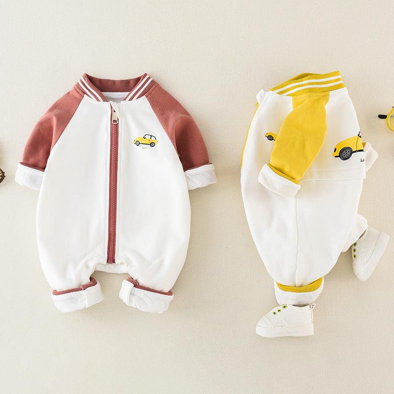 Baby Jumpsuit Spring And Autumn Long-sleeved Pure Cotton New Korean Cartoon Outing Clothes Baby Newborn Romper - Almoni Express