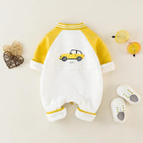 Baby Jumpsuit Spring And Autumn Long-sleeved Pure Cotton New Korean Cartoon Outing Clothes Baby Newborn Romper - Almoni Express