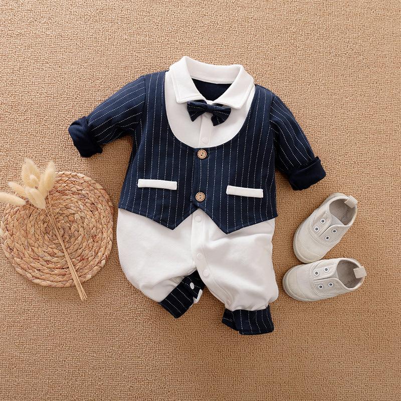 Baby Jumpsuit Spring And Autumn Models Foreign Trade Gentleman Baby Clothes Long-Sleeved Baby Clothes Baby Clothes - Almoni Express