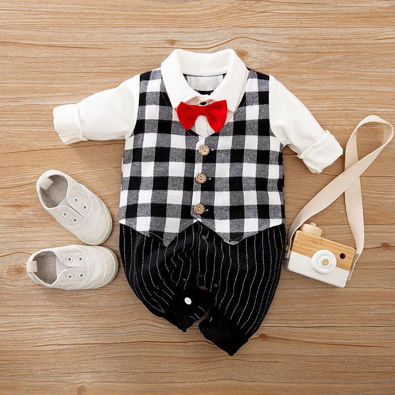 Baby Jumpsuit Spring And Autumn Models Foreign Trade Gentleman Baby Clothes Long-Sleeved Baby Clothes Baby Clothes - Almoni Express