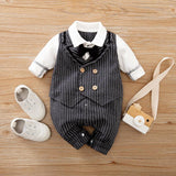 Baby Jumpsuit Spring And Autumn Models Foreign Trade Gentleman Baby Clothes Long-Sleeved Baby Clothes Baby Clothes - Almoni Express