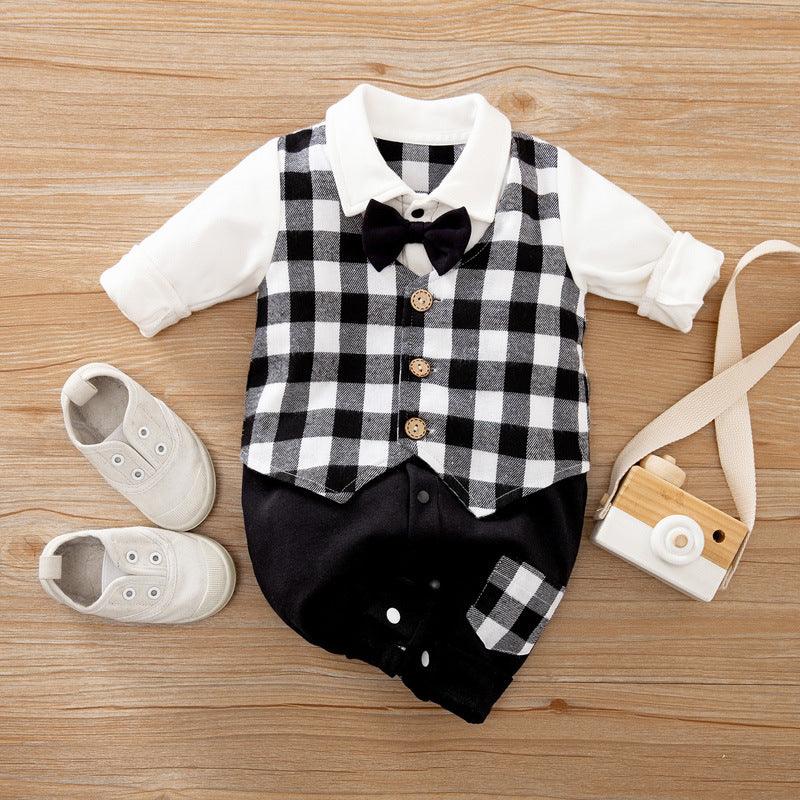 Baby Jumpsuit Spring And Autumn Models Foreign Trade Gentleman Baby Clothes Long-Sleeved Baby Clothes Baby Clothes - Almoni Express