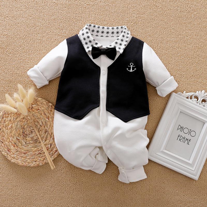 Baby Jumpsuit Spring And Autumn Models Foreign Trade Gentleman Baby Clothes Long-Sleeved Baby Clothes Baby Clothes - Almoni Express