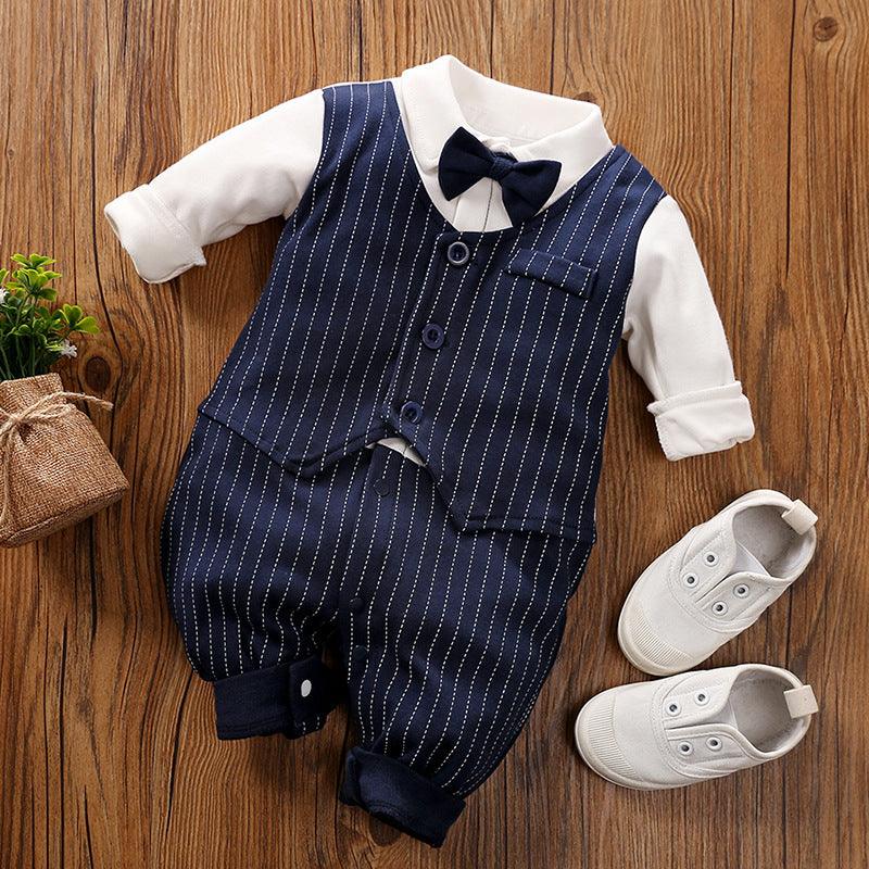 Baby Jumpsuit Spring And Autumn Models Foreign Trade Gentleman Baby Clothes Long-Sleeved Baby Clothes Baby Clothes - Almoni Express