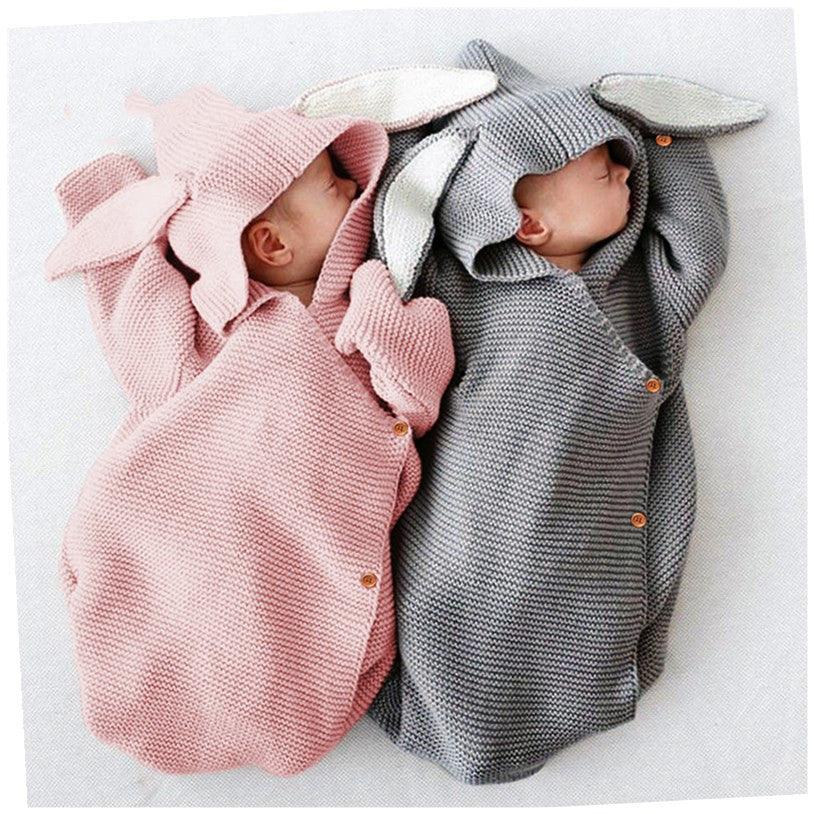 Baby Knitting Rabbit Sleeping Bags Hold Blanket - Almoni Express