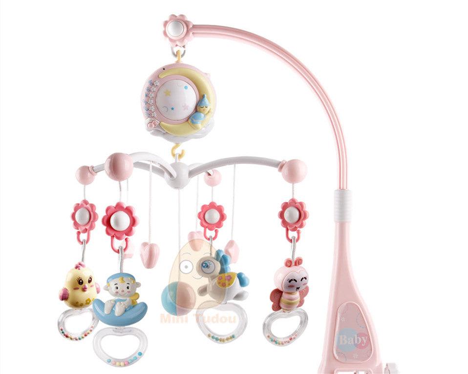 Baby Rattles Crib Mobiles Toy Holder Rotating Mobile Bed Bell Musical Box Projection Newborn Infant Baby Boy Toys - Almoni Express