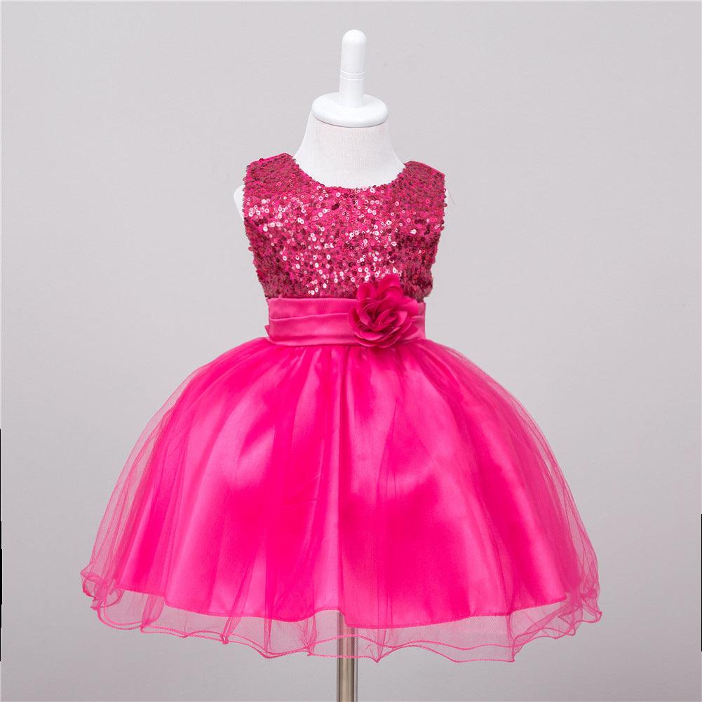 Baby Sequin Dress Flower Girl Wedding Princess Dress - Almoni Express