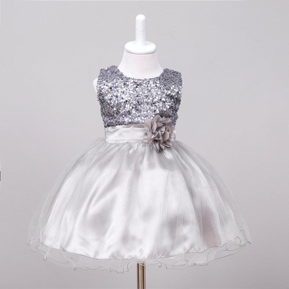 Baby Sequin Dress Flower Girl Wedding Princess Dress - Almoni Express