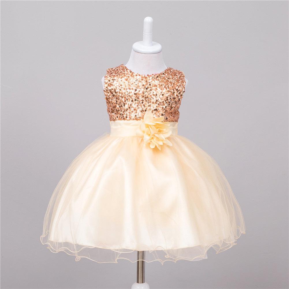 Baby Sequin Dress Flower Girl Wedding Princess Dress - Almoni Express