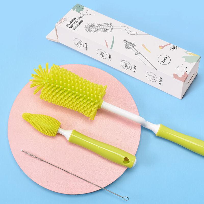 Baby Silicone Baby Bottle Brush Straw Scrubbing Baby Bottle Brush Cleaning - Almoni Express