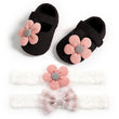 Baby Soft-Soled Toddler Shoes, Baby Shoes, Princess Shoes, Baby Headband And Headwear 2-Piece Set - Almoni Express