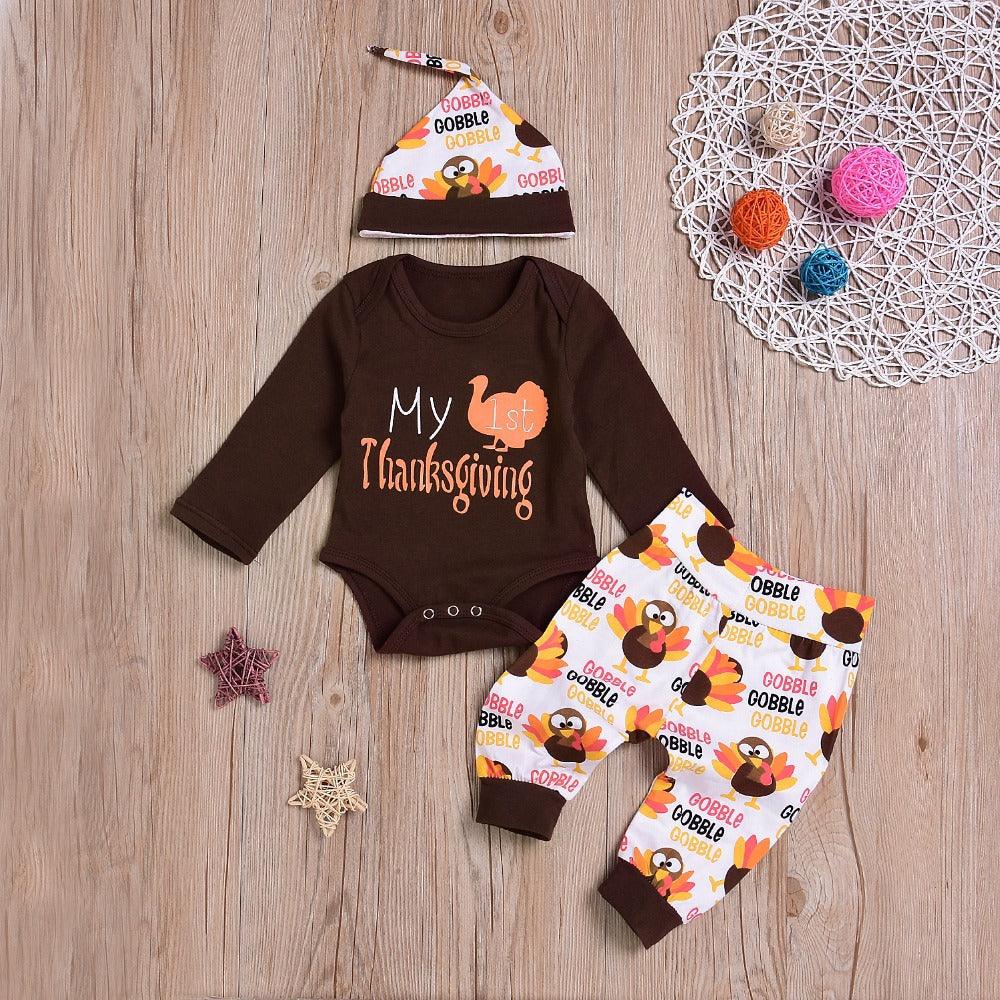 Baby Suit Thanksgiving Turkey Three-piece Suit - Almoni Express