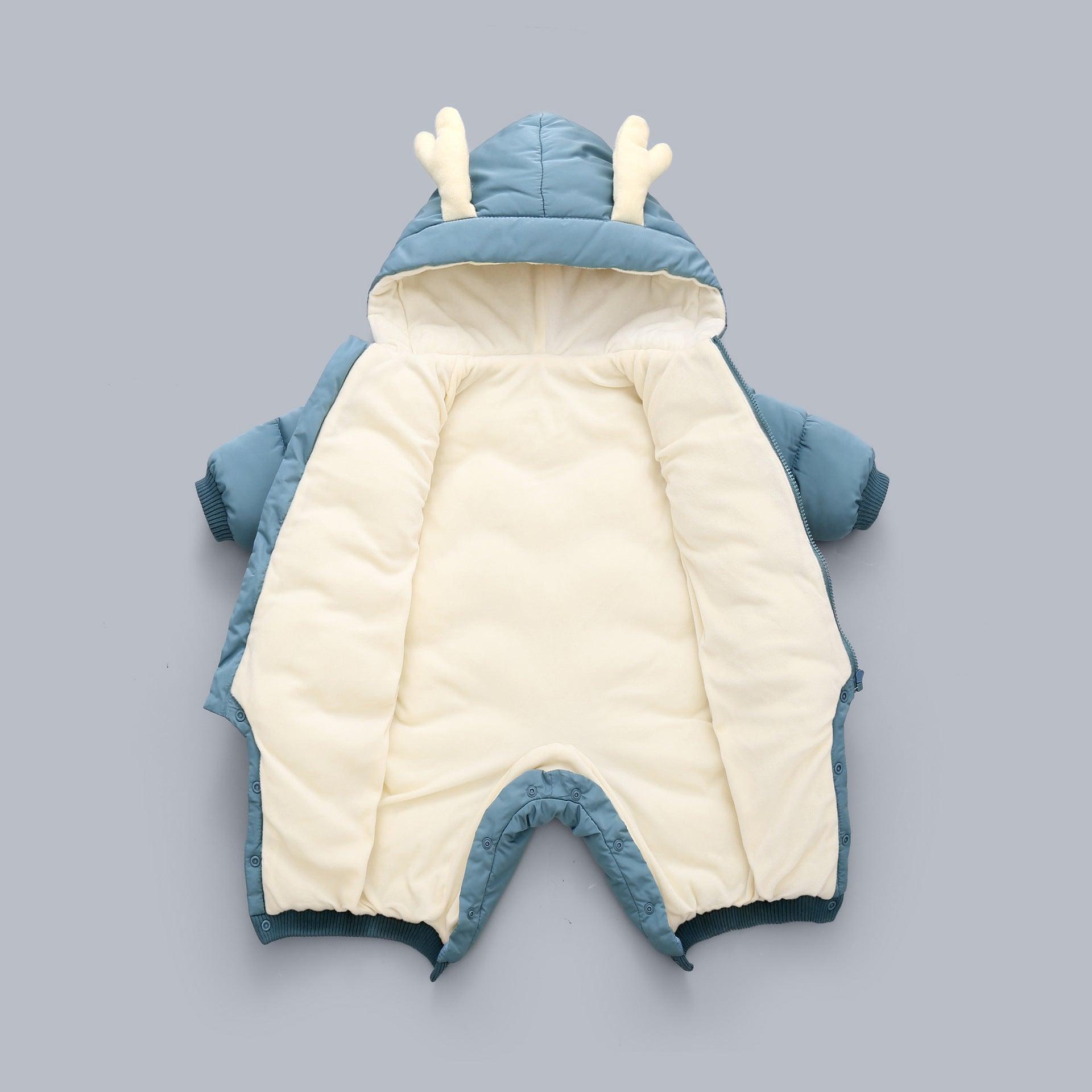 Baby Winter Snowsuit Plus Velvet Thick Baby Boys Jumpsuit 0-3 Years Newborn Romper Girl Clothes Overalls Toddler Coat - Almoni Express