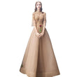 Banquet Evening Dress Female Golden Stand-up Collar Host Annual Party Dress Skirt - Almoni Express