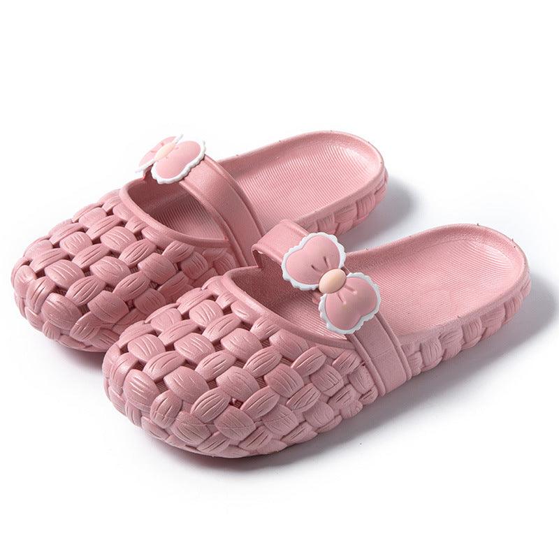 Baotou Slippers With Bow Braid Design Fashion Summer Beach Shoes Cute Dormitory Home Slippers For Women Students - AL MONI EXPRESS