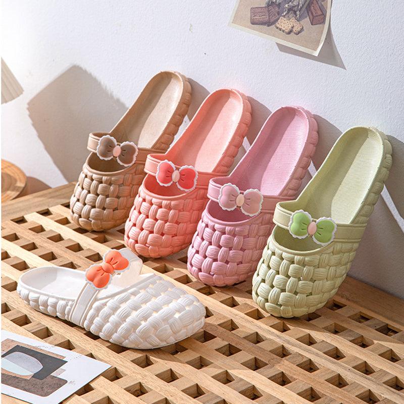 Baotou Slippers With Bow Braid Design Fashion Summer Beach Shoes Cute Dormitory Home Slippers For Women Students - AL MONI EXPRESS