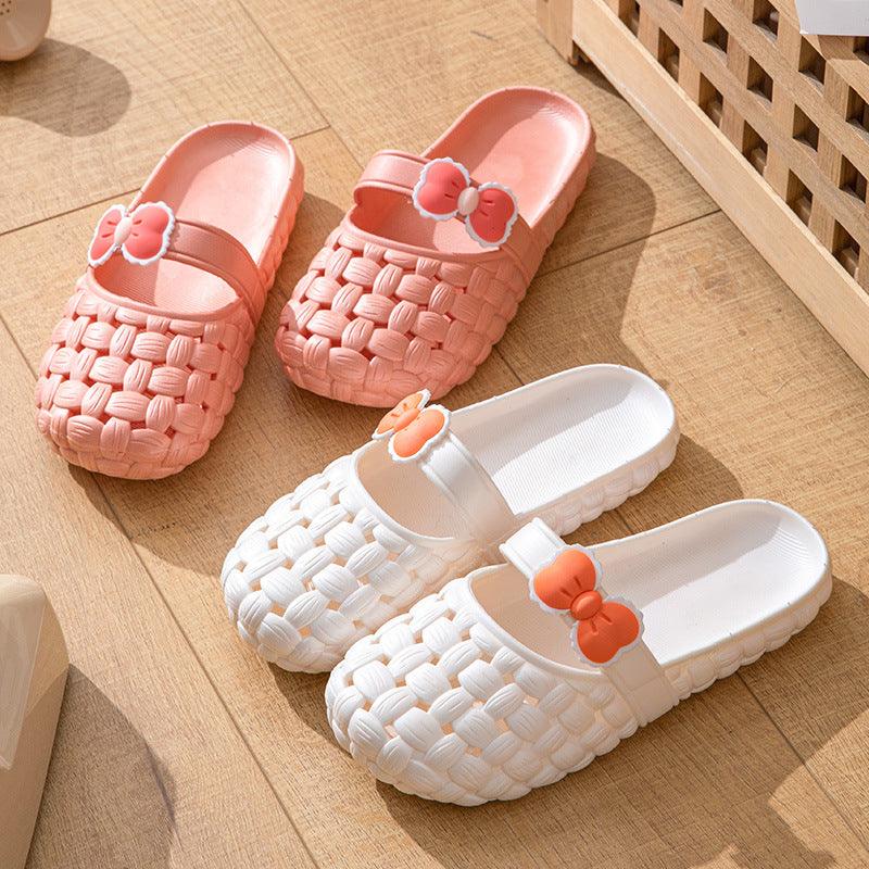 Baotou Slippers With Bow Braid Design Fashion Summer Beach Shoes Cute Dormitory Home Slippers For Women Students - AL MONI EXPRESS