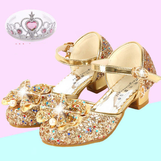 Children's Shoes Female Princess Crystal Shoes Soft Sole Show